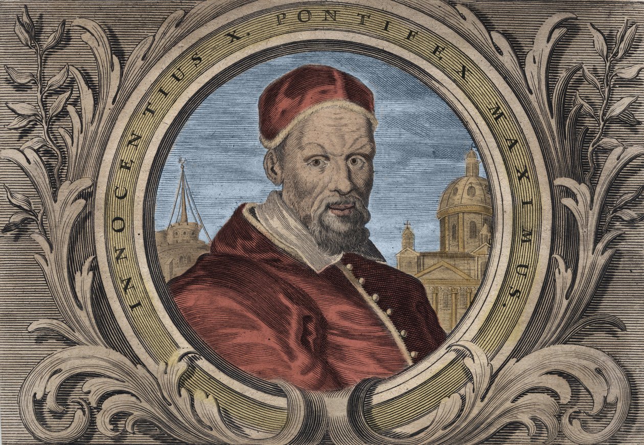 Portret papieża Innocentego X (Innocenzo, Innocentius lub Giovanni Battista Pamphili) (1644-1655). rytownictwo autorstwa Unknown artist