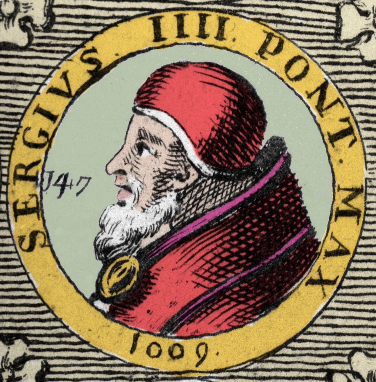 Portret papieża Sergiusza IV lub Sergiusza IV Sergio IV. 11 wiek. autorstwa Unknown artist