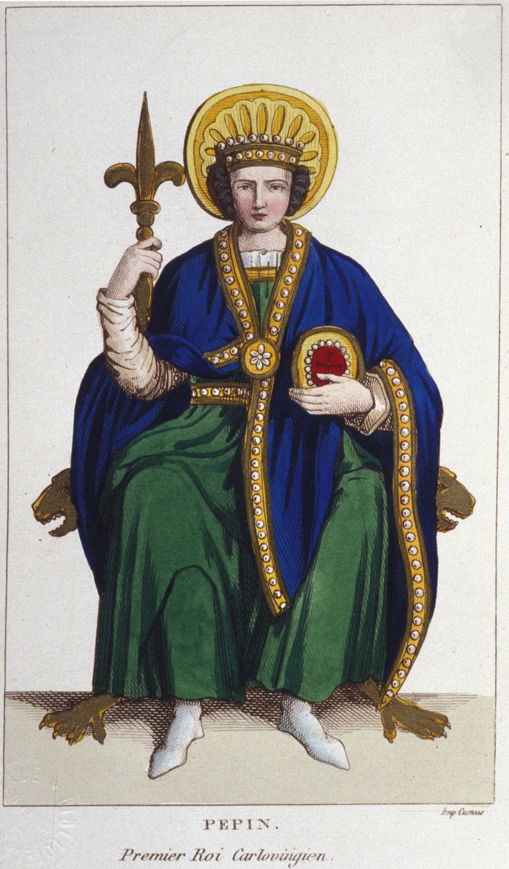Portret Pépina le Brief (v. 714 - 768), króla franków, pierwszy grawer Karolingów z 1830 r. autorstwa Unknown artist