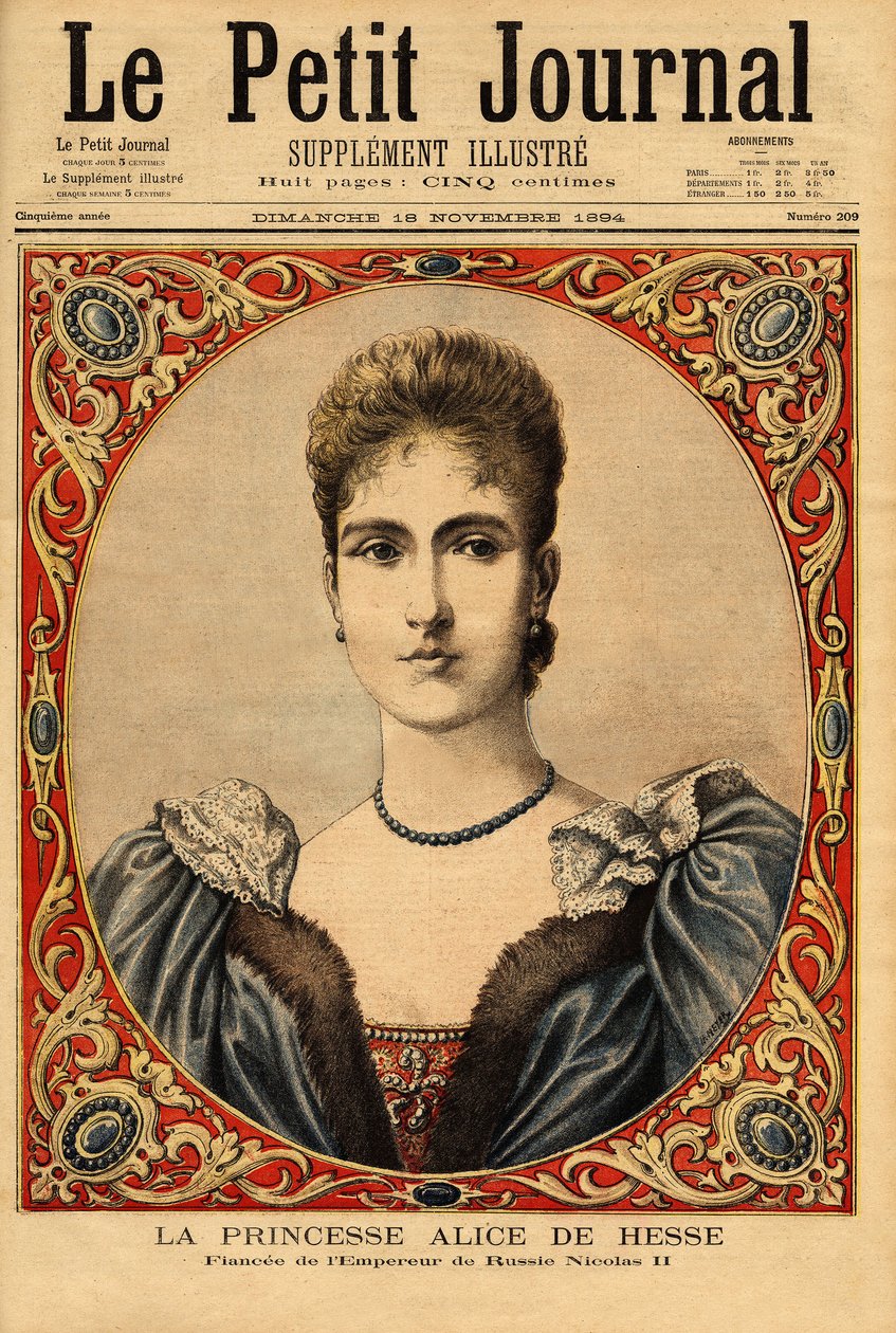 Portret księżniczki Alix z Hesji (lub Aleksandry z Hesji Darmstadt autorstwa Unknown artist