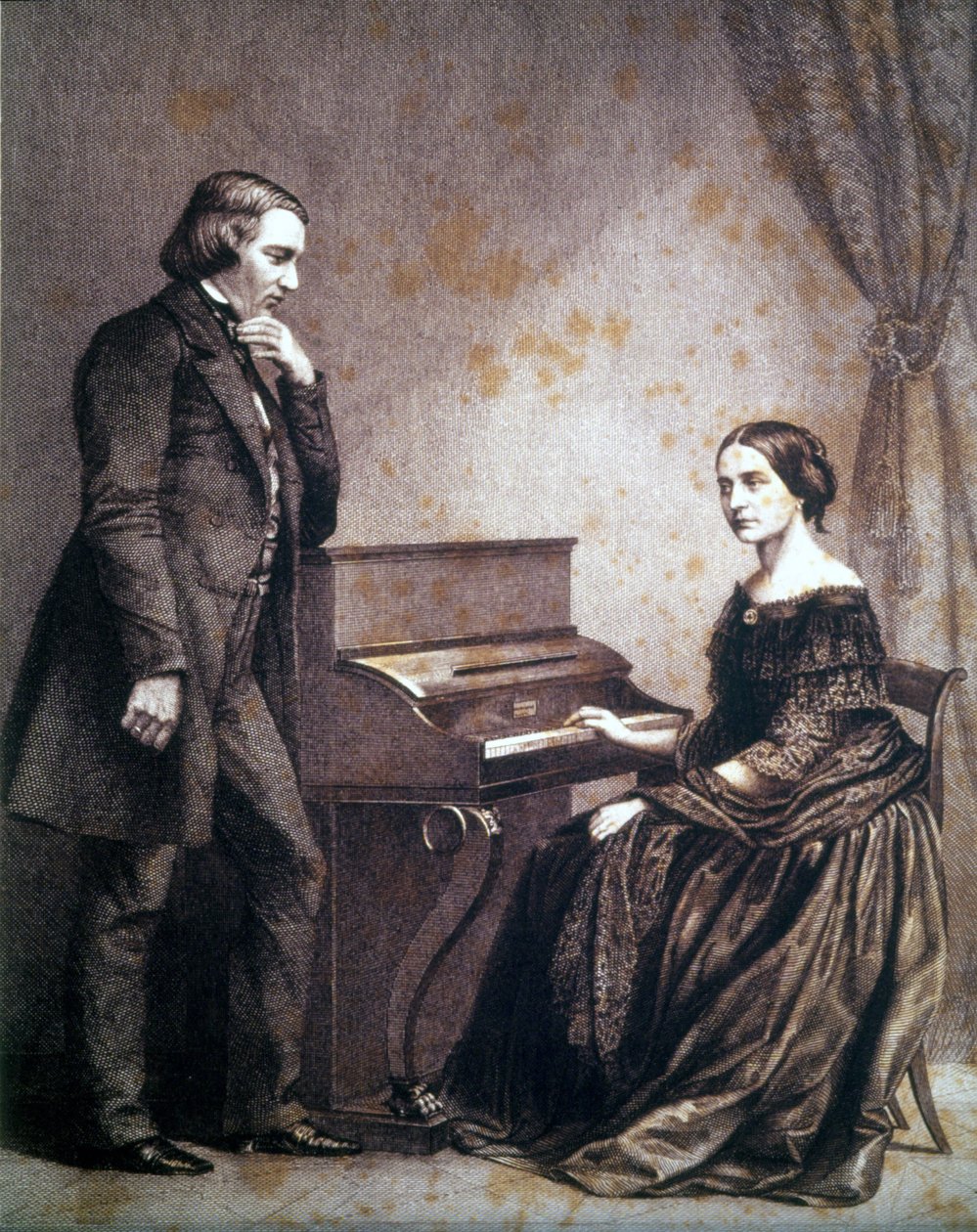Portret Roberta Schumanna (1810 - 1856), niemieckiego kompozytora i Clary Schumanna (1819 - 1896), niemieckiej pianistki. autorstwa Unknown artist