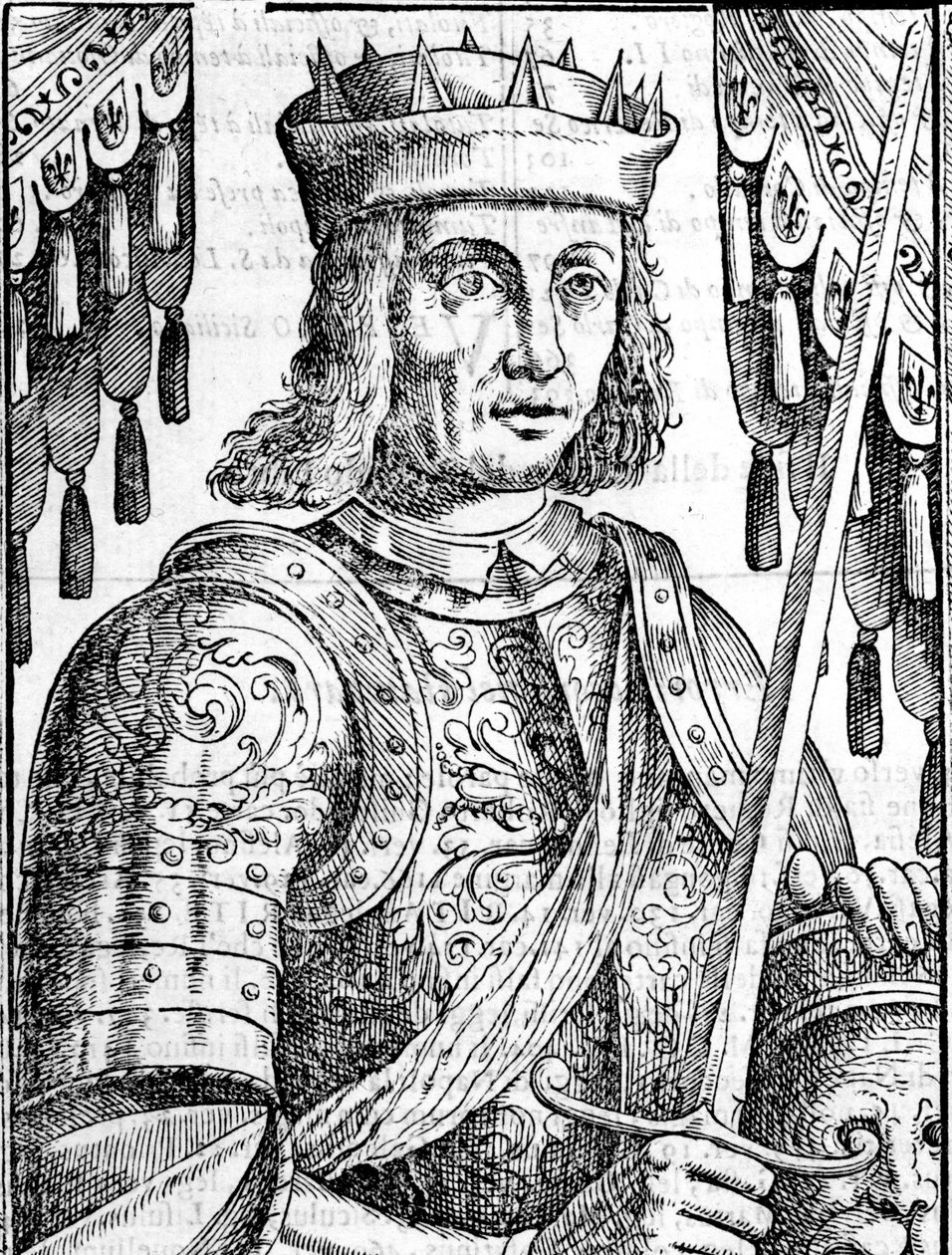 Portret Rogera II z Hauteville (Ruggero Altavilla) (1097-1154), założyciela monarchii Sycylii. Xilografia XVI wieku. autorstwa Unknown artist