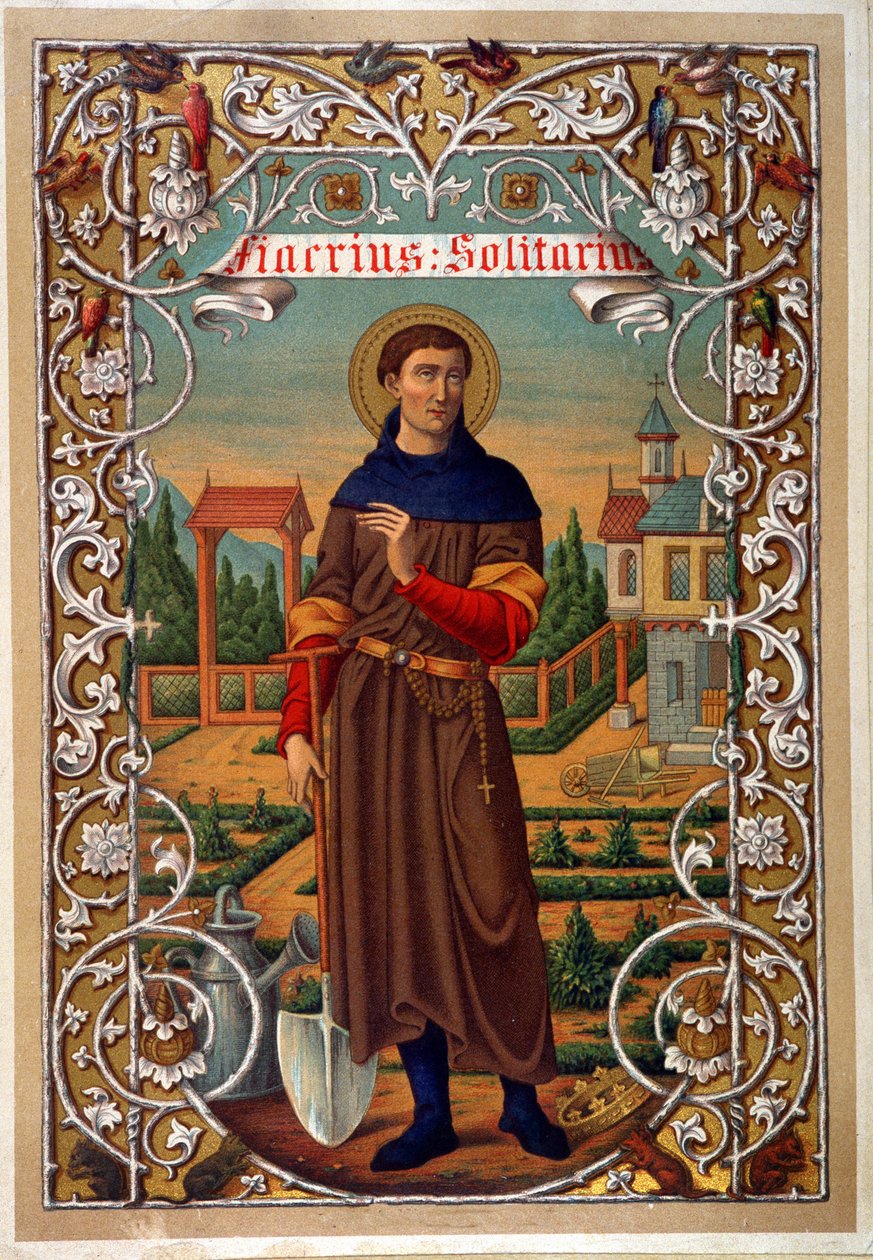 Portret św. Fiakry (gardner, pustelnia koło Meaux), księga i n.e. 19 wiek. autorstwa Unknown artist