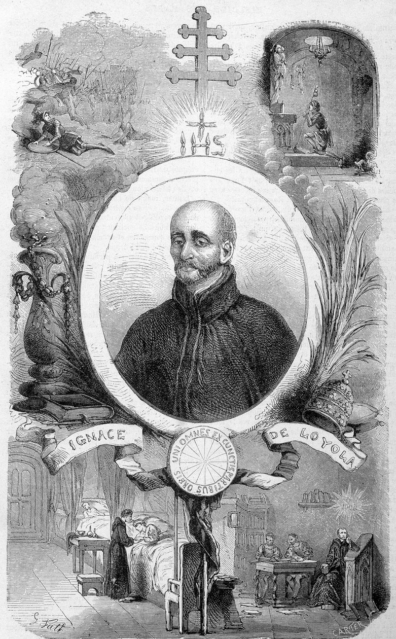 Portret św. Ignacego Loyoli, założyciela Towarzystwa Jezusowego (1491-1556) w „Historii papieży” Maurice Lachatre, sd XIX w. autorstwa Unknown artist