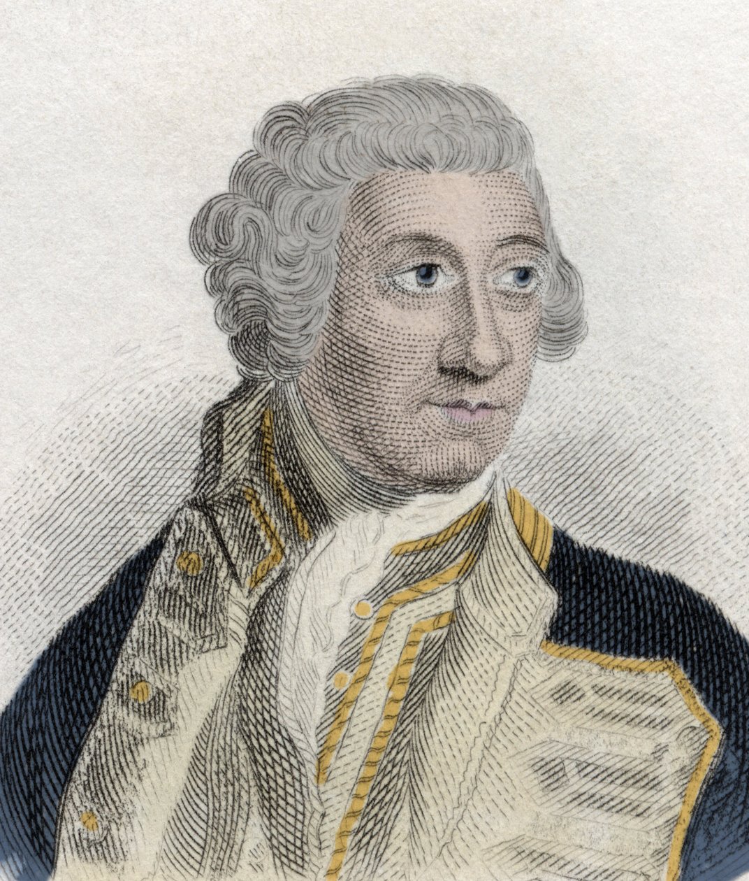 Portret sir Charlesa Saundersa (ok. 1715-1775), angielskiego admirała w brytyjskiej marynarce wojennej i pierwszego lorda Admiraut. Rycina XIX wieku. autorstwa Unknown artist