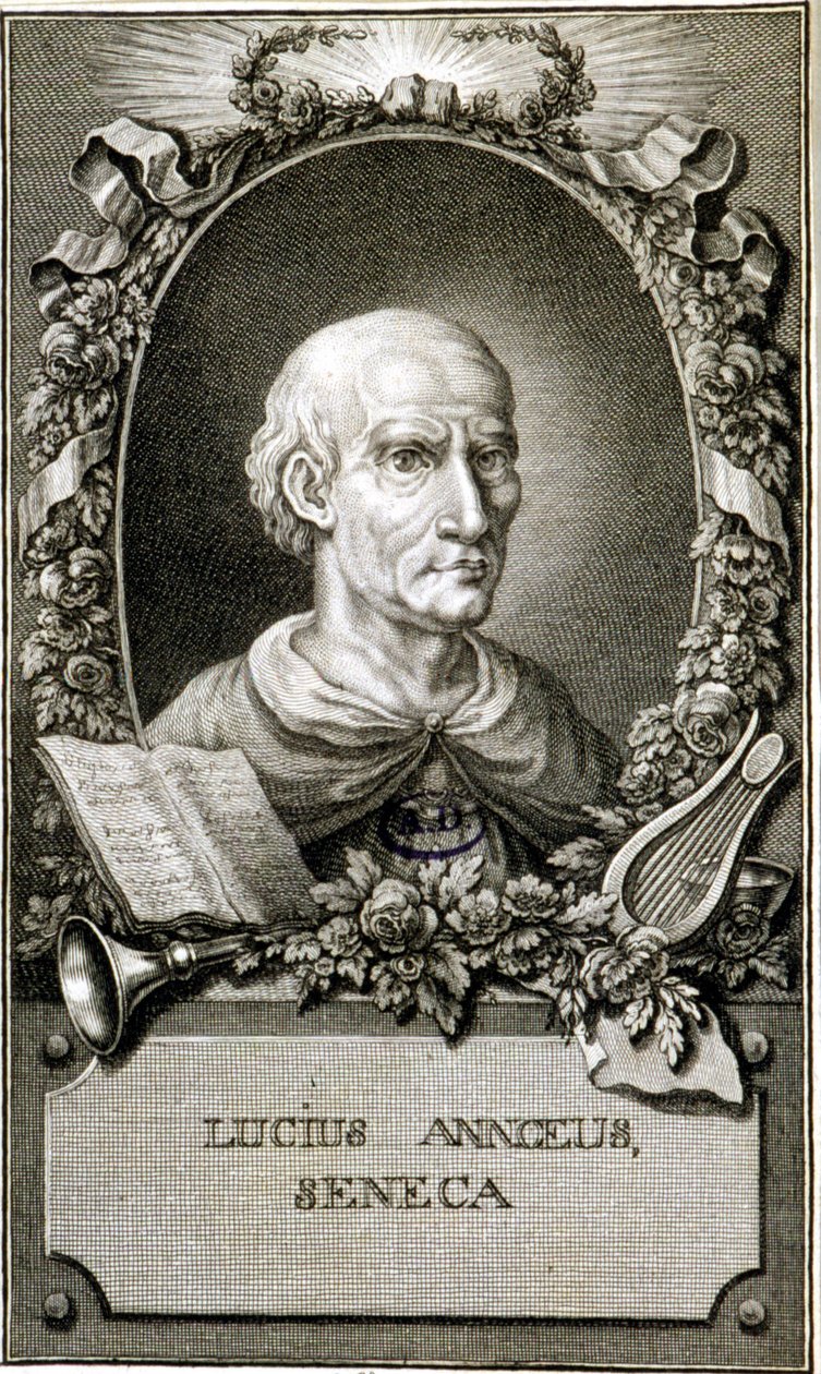 Portret Seneki (4-65). Rycina z 1794 r. Coll Maciet, Biblioteka Sztuk Zdobniczych, Paryż. autorstwa Unknown artist