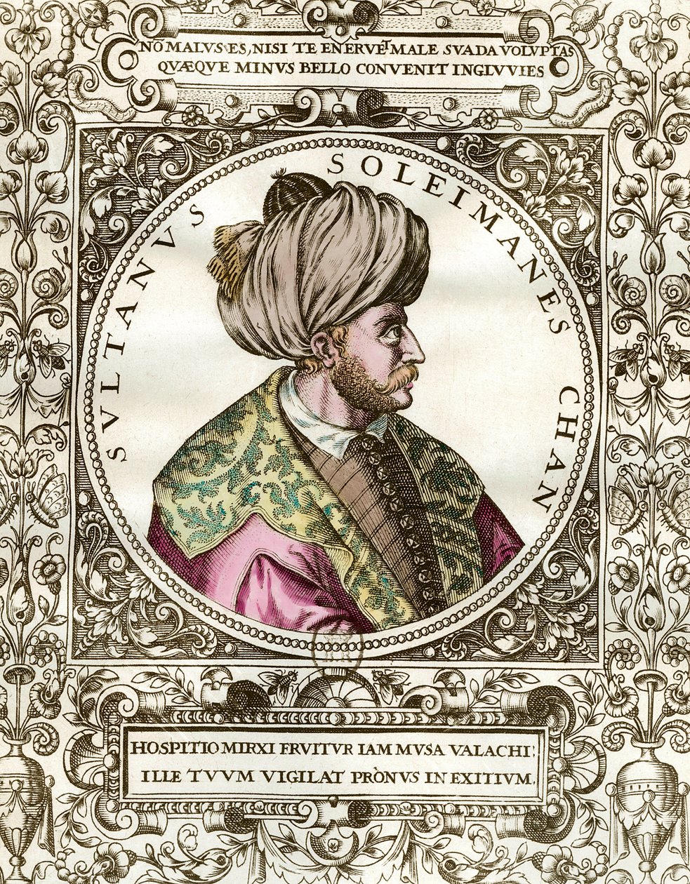 Portret Solimana Wspaniałego (1494 - 1566) sułtana osmańskiego. Rycina z XVI wieku. Prywatna kolekcja. autorstwa Unknown artist