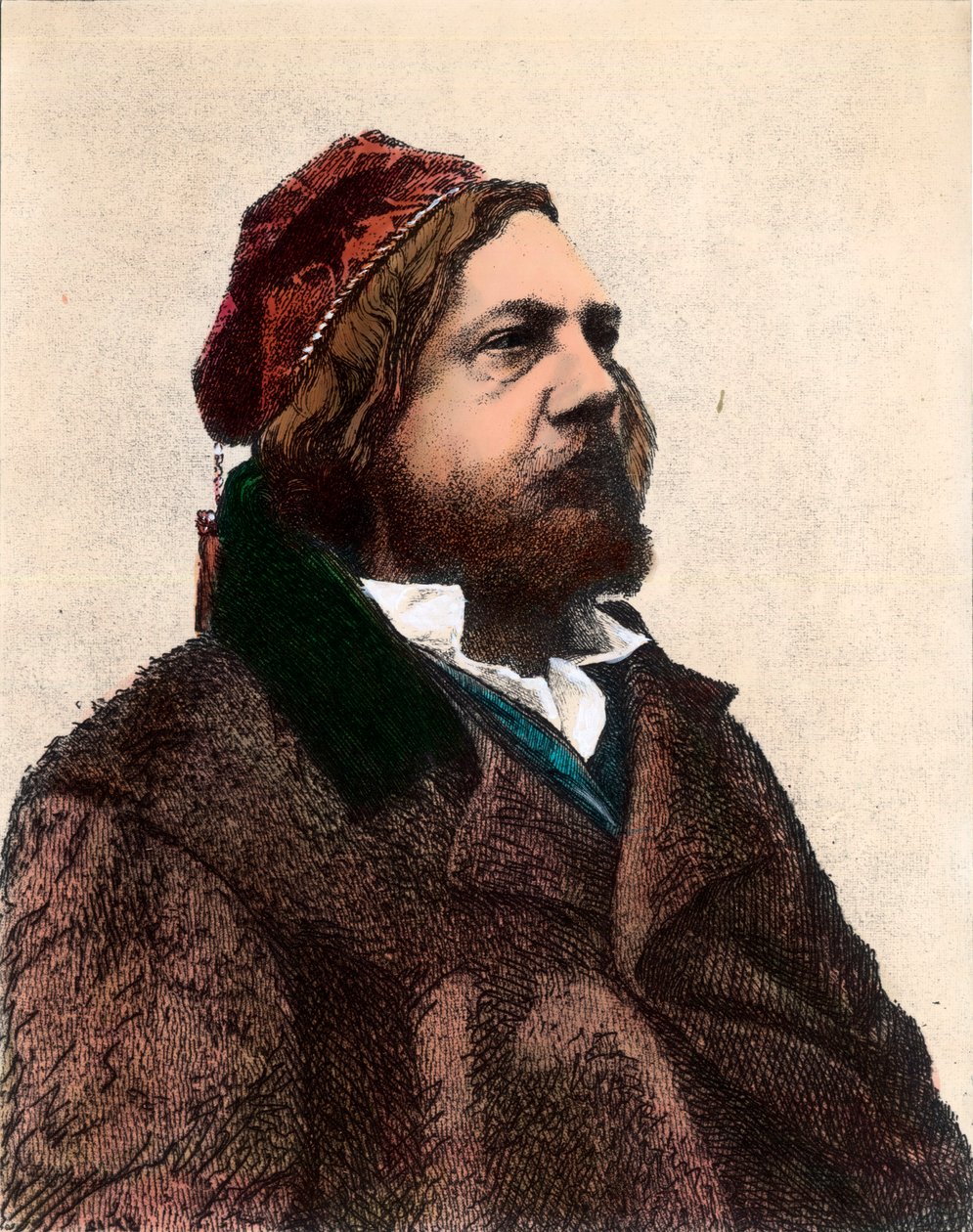 Portret Teofila Gautiera (1811 - 1872), francuskiego poety, powieściopisarza i krytyka sztuki. Rycina XIX wieku. Prywatna kolekcja. autorstwa Unknown artist