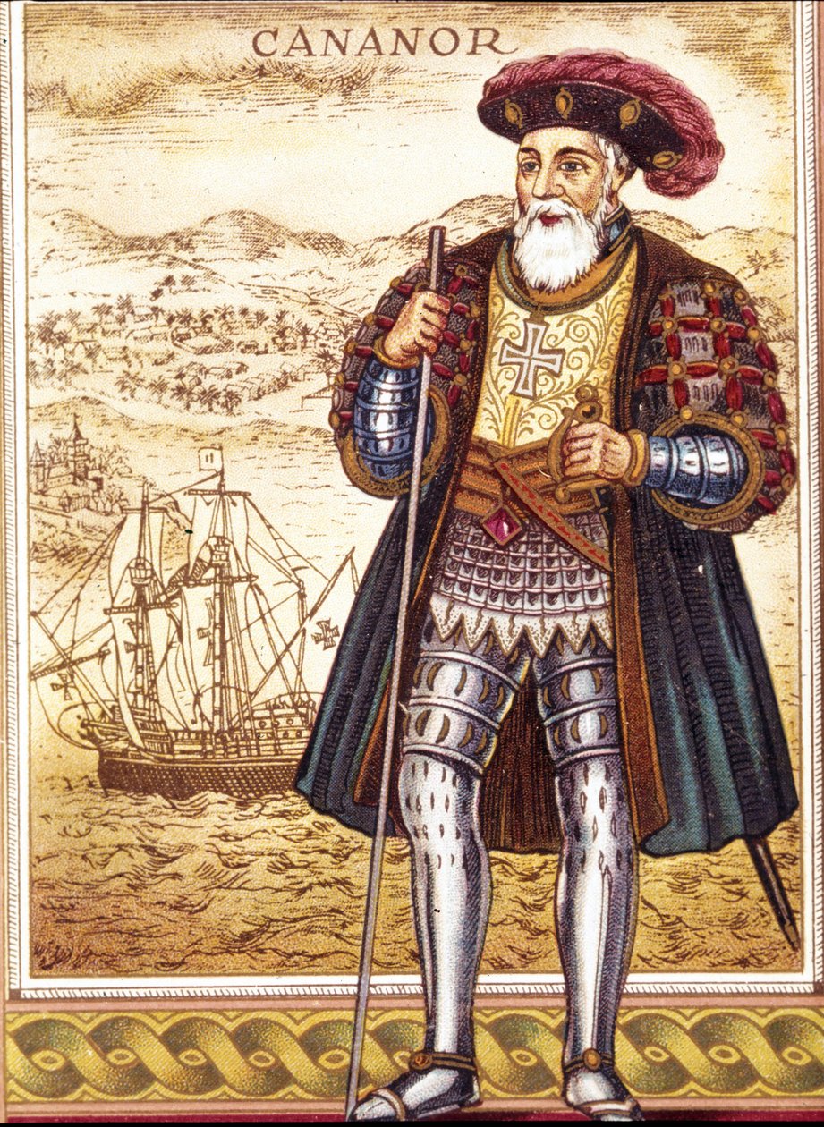 Portret Vasco de Gamy. Chromolitografia. autorstwa Unknown artist