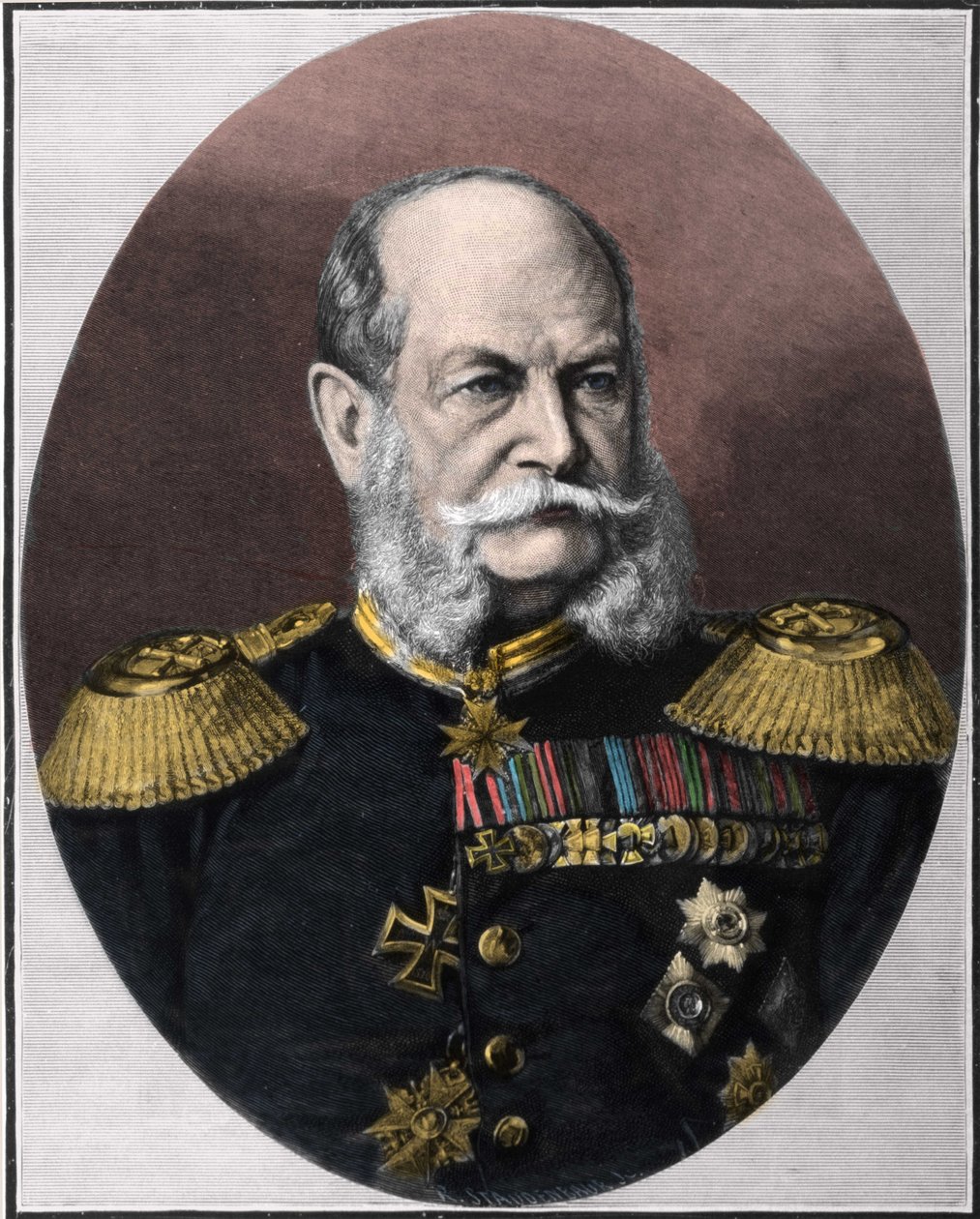 Portret Wilhelma I (1797-1888), króla Prus i cesarza Niemiec. Rycina z końca XIX wieku. autorstwa Unknown artist