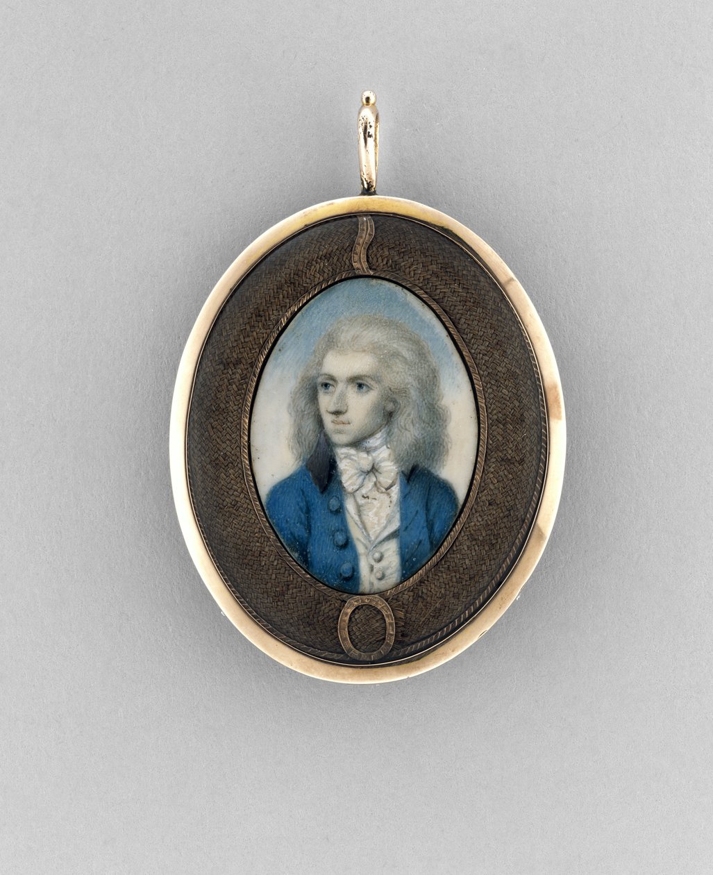 Portret mężczyzny, ok. 1790 (akwarela na kości słoniowej, złoceniach, włosach i szkle) autorstwa Unknown artist