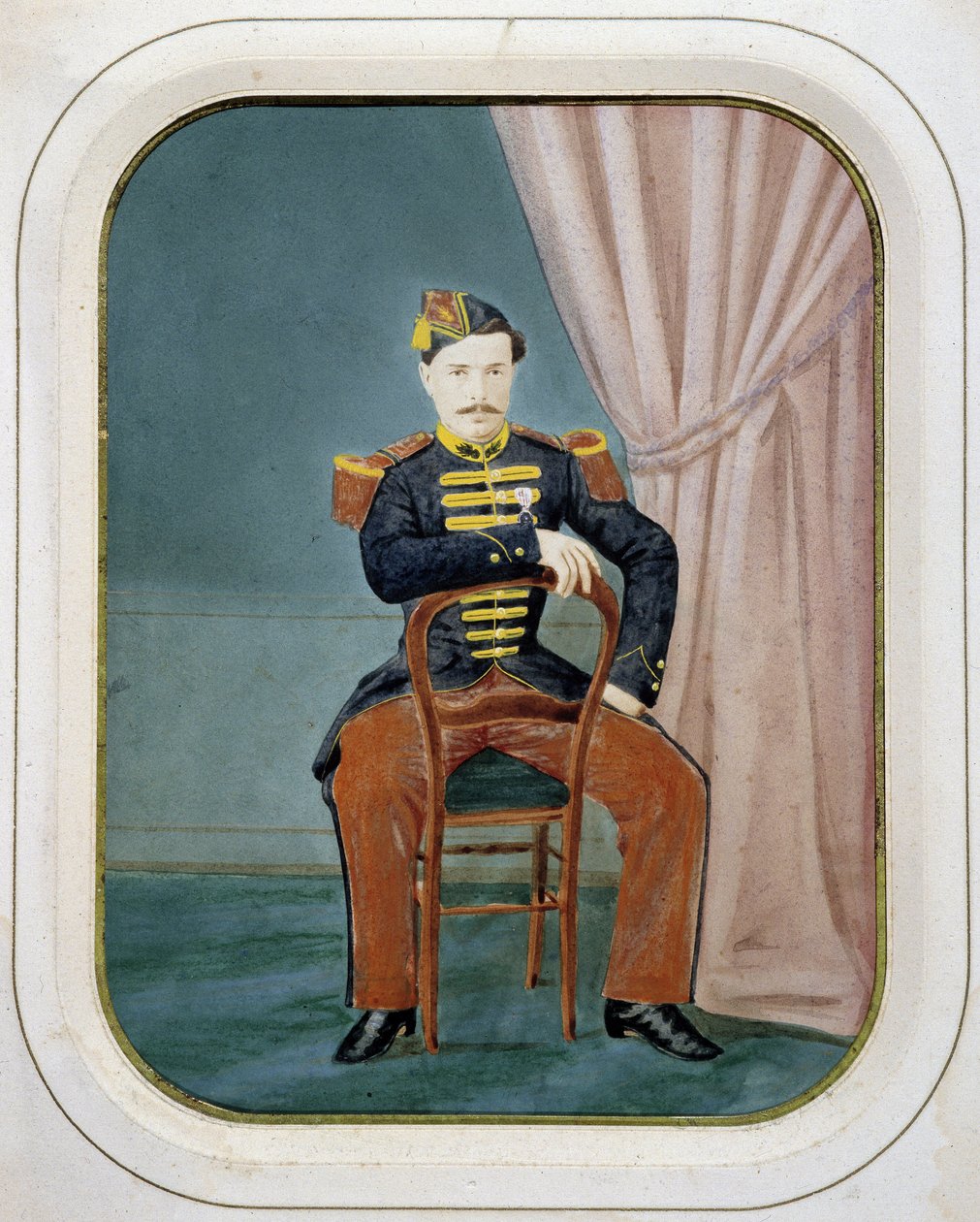 Portret żołnierza. Anonimowe kolorowe zdjęcie, ok. 1880 r. autorstwa Unknown artist