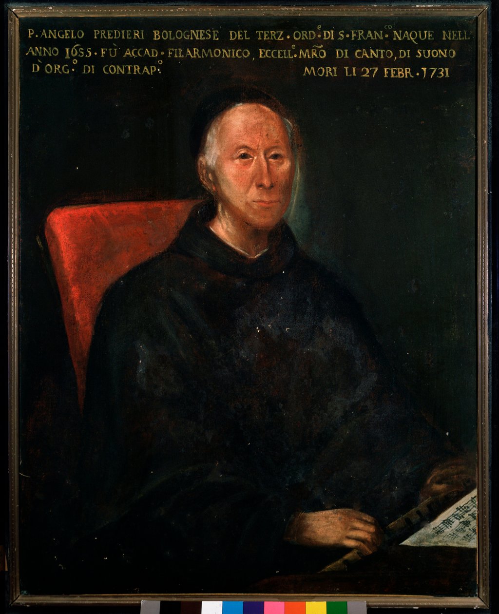 Portret ojca Angelo Tommaso Predieri (1655-1731) włoskiego kompozytora i nauczyciela Anonimowego malarstwa. Bolonia z XVIII wieku, civico museo musicale autorstwa Unknown artist