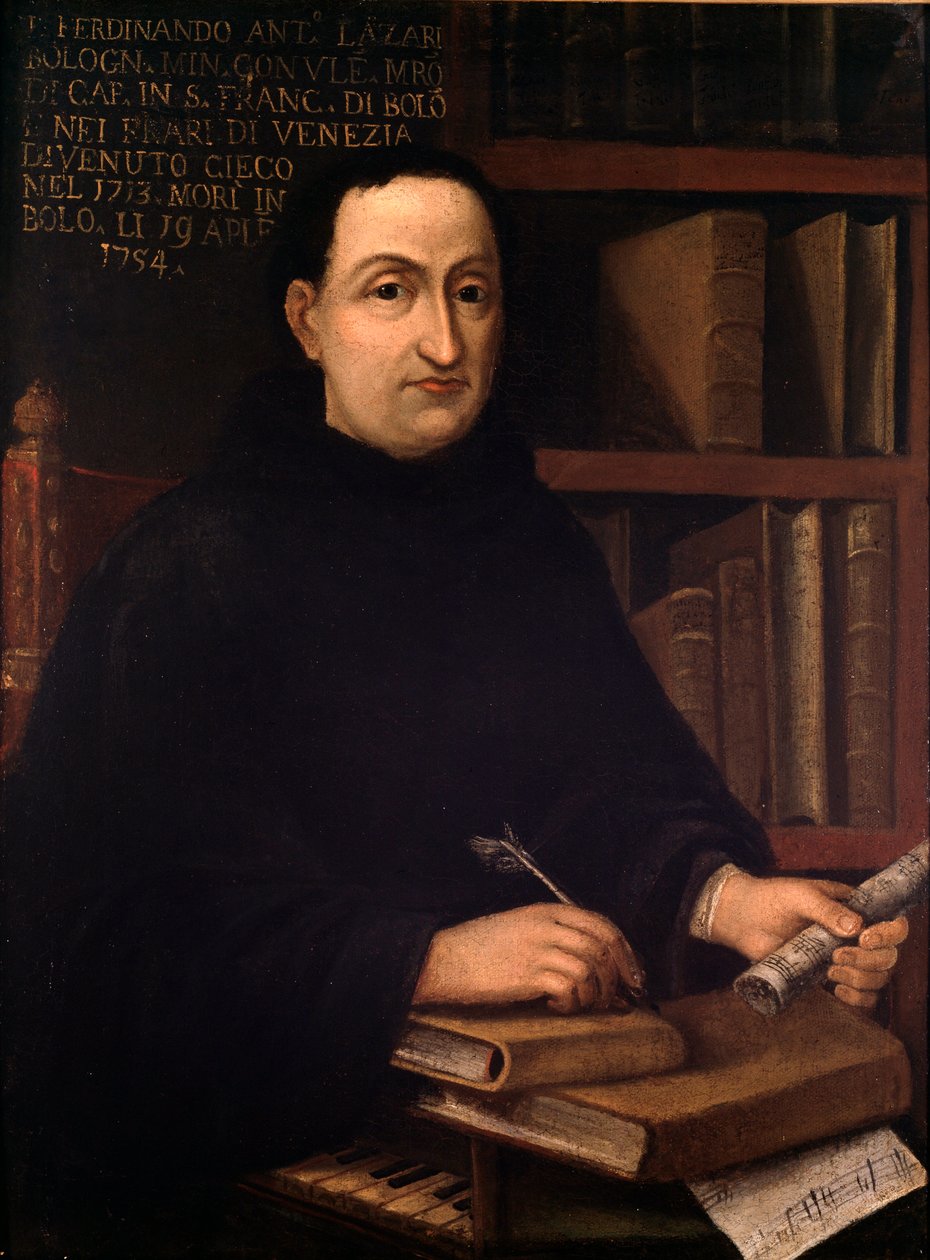 Portret włoskiego kompozytora Ferdinando Antonio Lazari (1678-1754) Malarstwo anonimowe. 18 wiek. Bolonia, Muzeum Miejskie Muzeum Bibliograficzne autorstwa Unknown artist