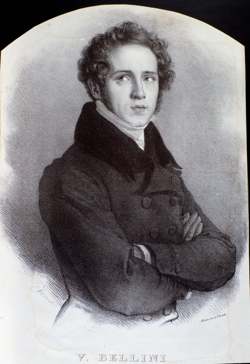 Portret włoskiego kompozytora Vincenzo Belliniego (Grawerowanie. XIX w.) autorstwa Unknown artist