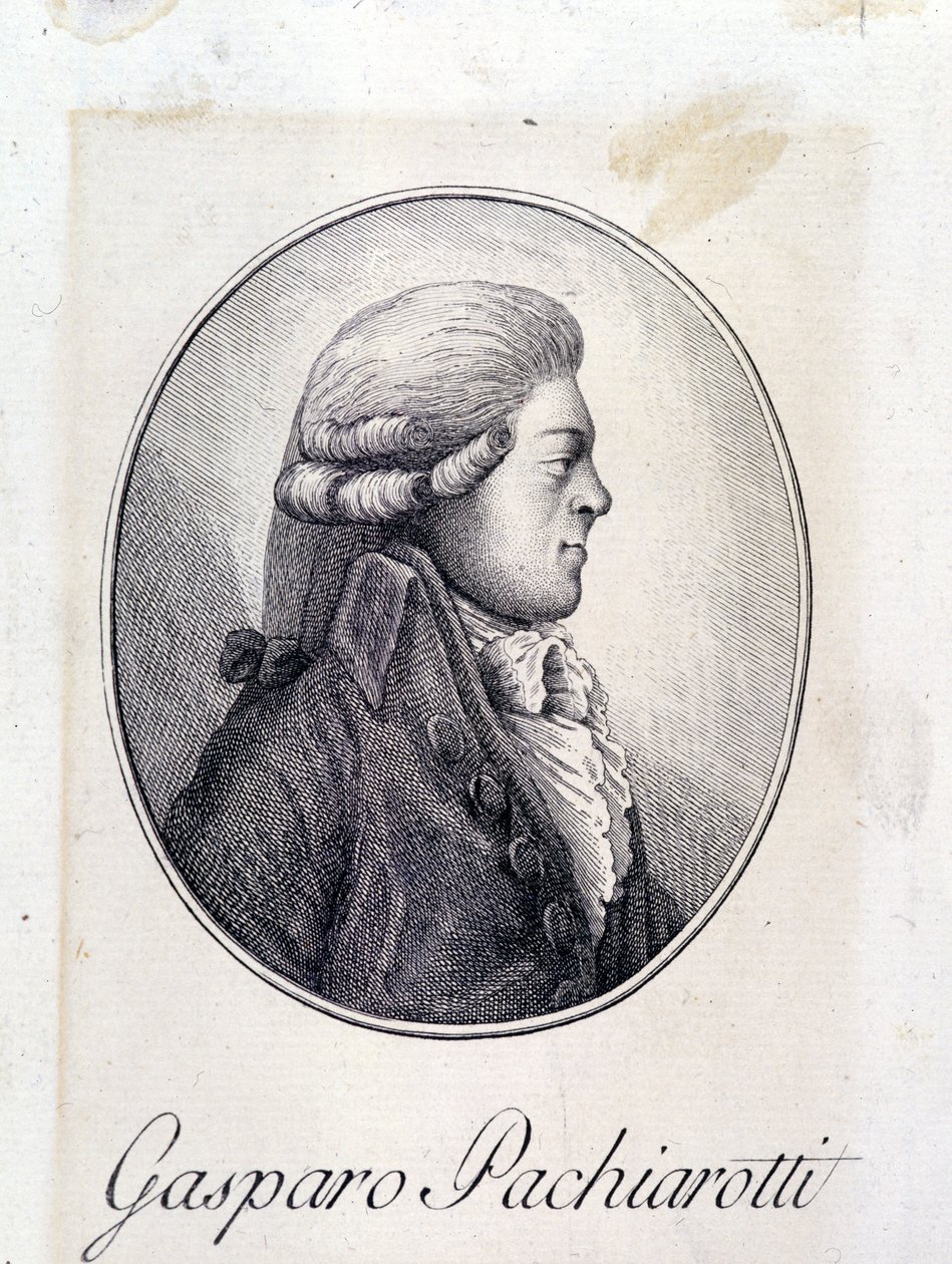Portret włoskiego kastrata Gasparo Pacchierottiego (Pacchiarotti) (1740 - 1821). Rycina XIX wieku. autorstwa Unknown artist