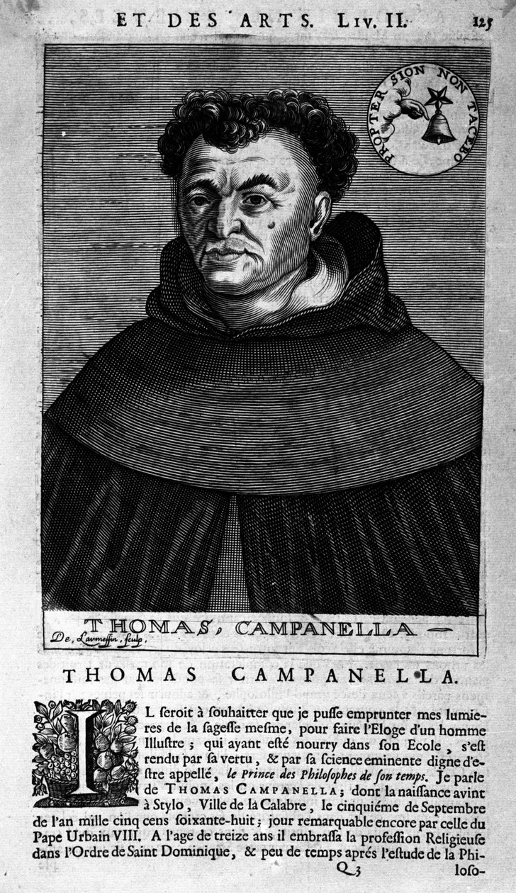 Portret włoskiego filozofa Tommaso Campanelli (1568-1639). liść nieznanego pochodzenia z XVII wieku autorstwa Unknown artist