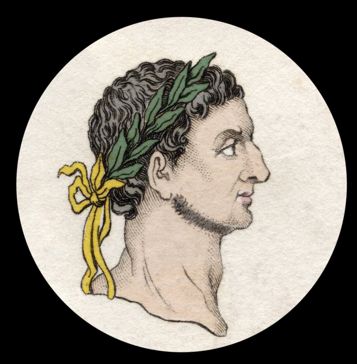 Portret cesarza rzymskiego Othona (Marcus Othon Cezar August) (32-69). Rycina XIX wieku. autorstwa Unknown artist