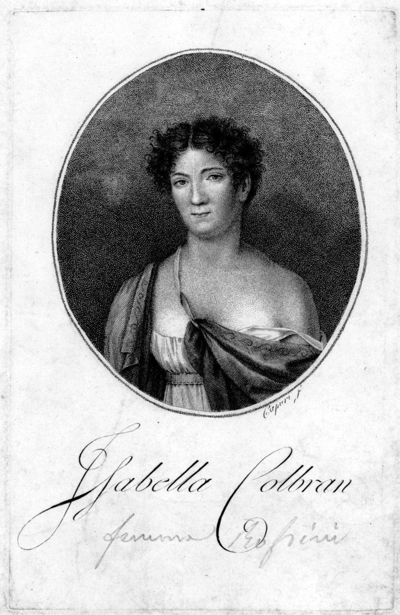 Portret hiszpańskiej śpiewaczki Isabelle Colbran (1785-1845) Rycina z XIX wieku autorstwa Unknown artist