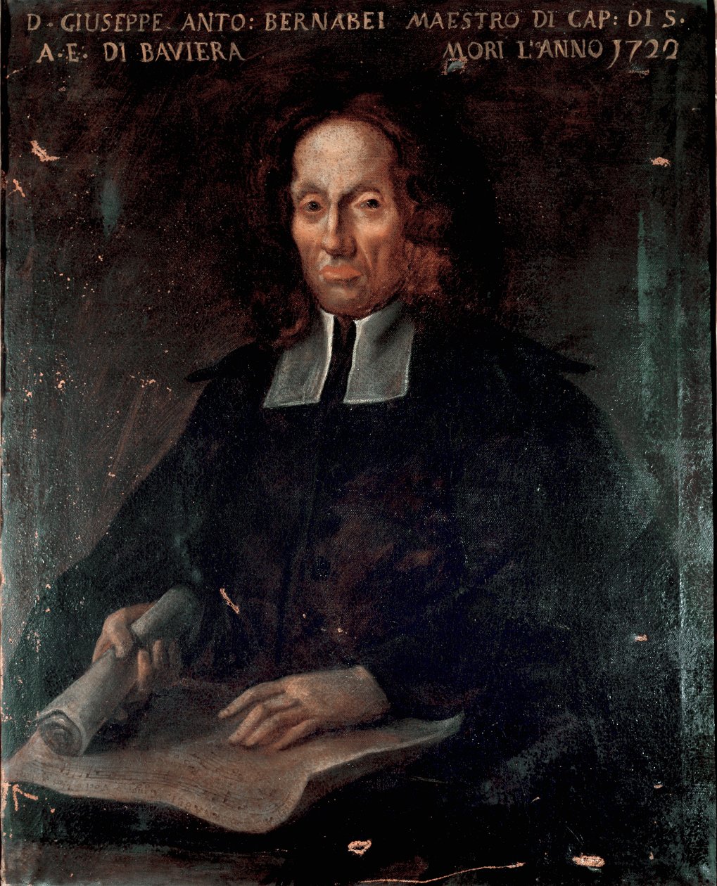 Portret kompozytora Giuseppe Antonio Bernabei (1649-1732) Malarstwo anonimowe. Bolonia z XVIII wieku, Miejskie Muzeum Bibliograficzne Muzyczne - Portret kompozytora Giuseppe Antonio Bernabei (1649-1732). Anonimowy obraz XVIII wieku. Muzeum Miejskie Bib autorstwa Unknown artist