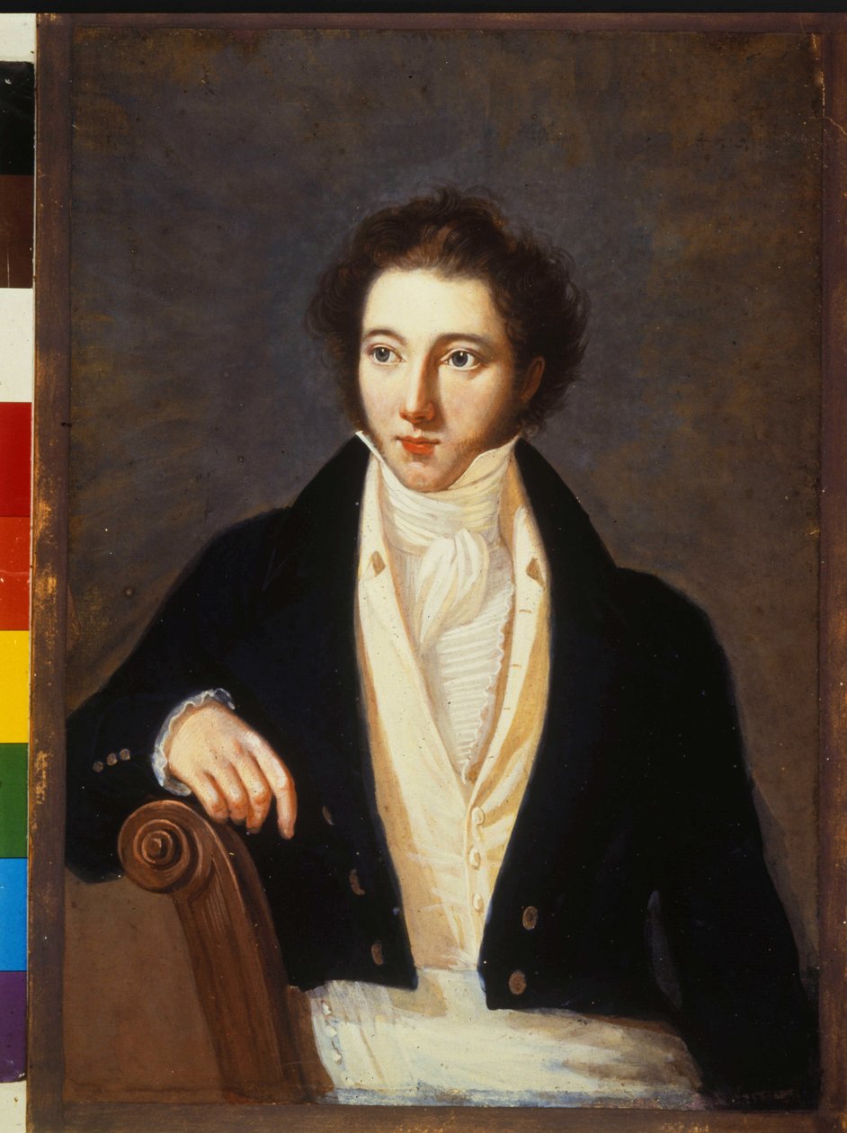 Portret kompozytora Vincenzo Belliniego (1801-1835). Anonimowe malowanie. Muzeum Teatru La Scala. Mediolan autorstwa Unknown artist