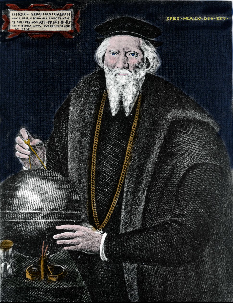 Portret nawigatora Sebastiano Caboto (Sebastien Cabot) (1476 - 1557), który wraz z ojcem odkrył Labrador i Nową Fundlandię. Rytownictwo. autorstwa Unknown artist