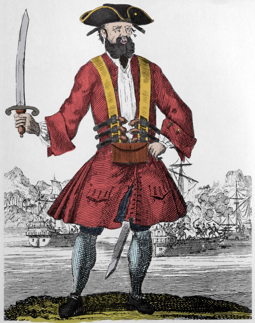 Portret pirata Edwarda Teacha z Barbenoire (Czarnobrody lub Czarnobrody) autorstwa Unknown artist