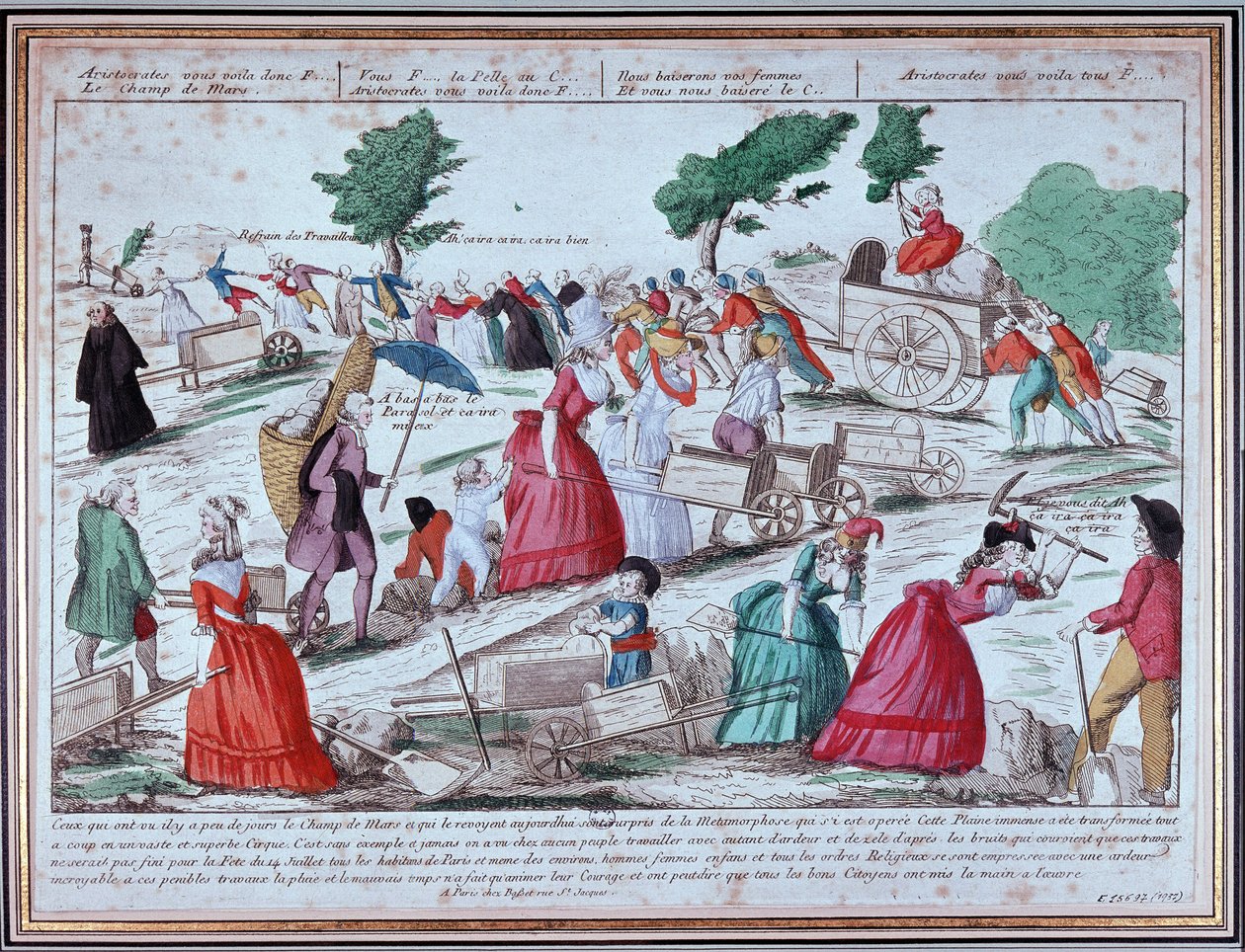 Przygotowanie na Polach Marsowych w święto 14 lipca - grawerowanie autorstwa Unknown artist