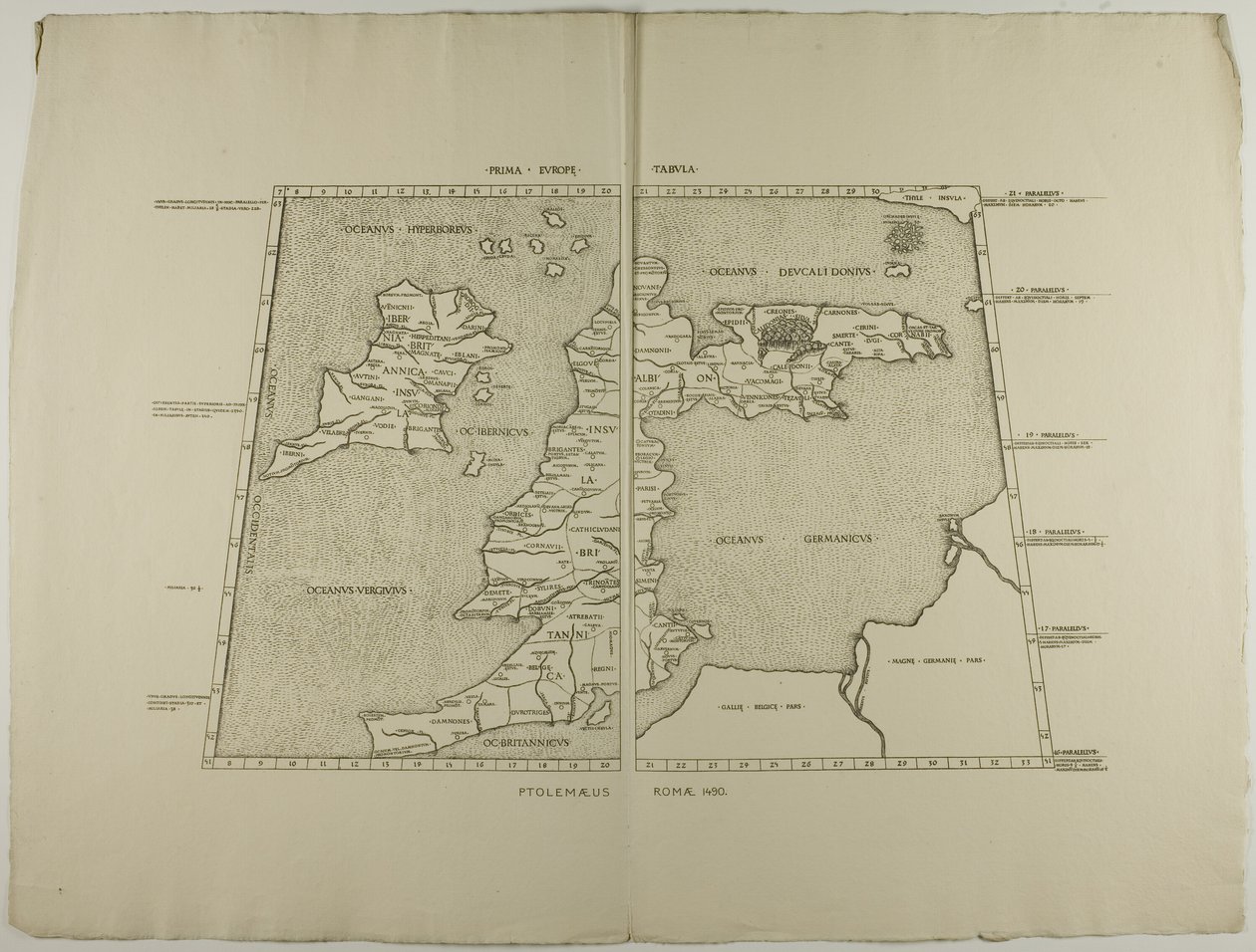 Prima Europe Tabula: Ptolemaeus Romae 1490 autorstwa Unknown artist