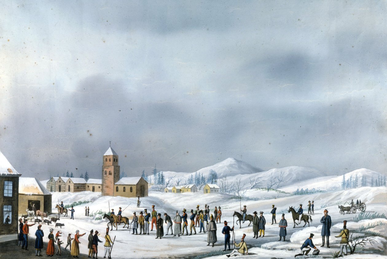 Więźniowie kampanii rosyjskiej w przeniesieniu z Nerwy do Nowogrodu, marzec 1814 Rzym, Museo napoleonico autorstwa Unknown artist