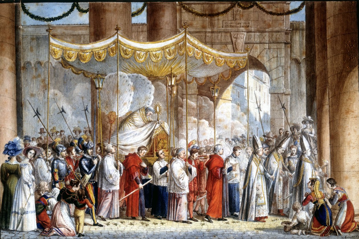Procesja w Rzymie w 1835 roku papieża Grzegorza XVI (1765 - 1846). autorstwa Unknown artist