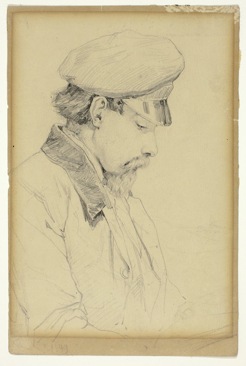 Portret profilowy mężczyzny w czapce autorstwa Unknown artist