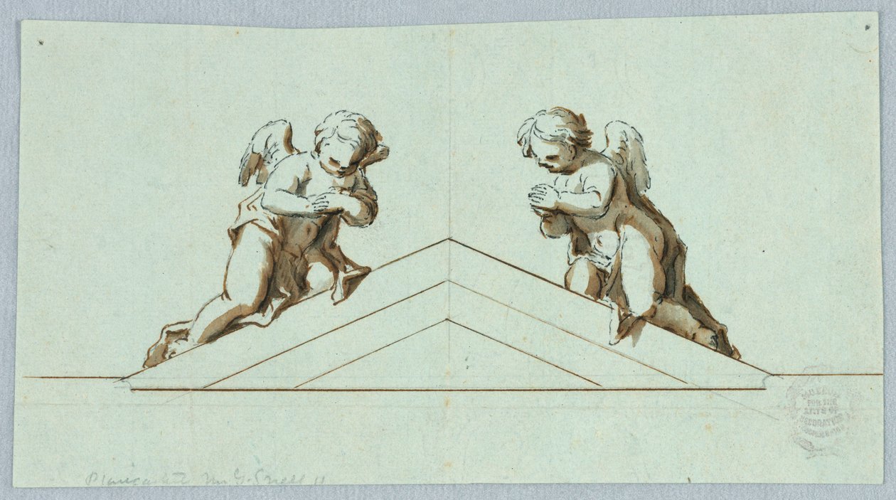 Projekt ołtarza z aniołami i frontonem autorstwa Unknown artist