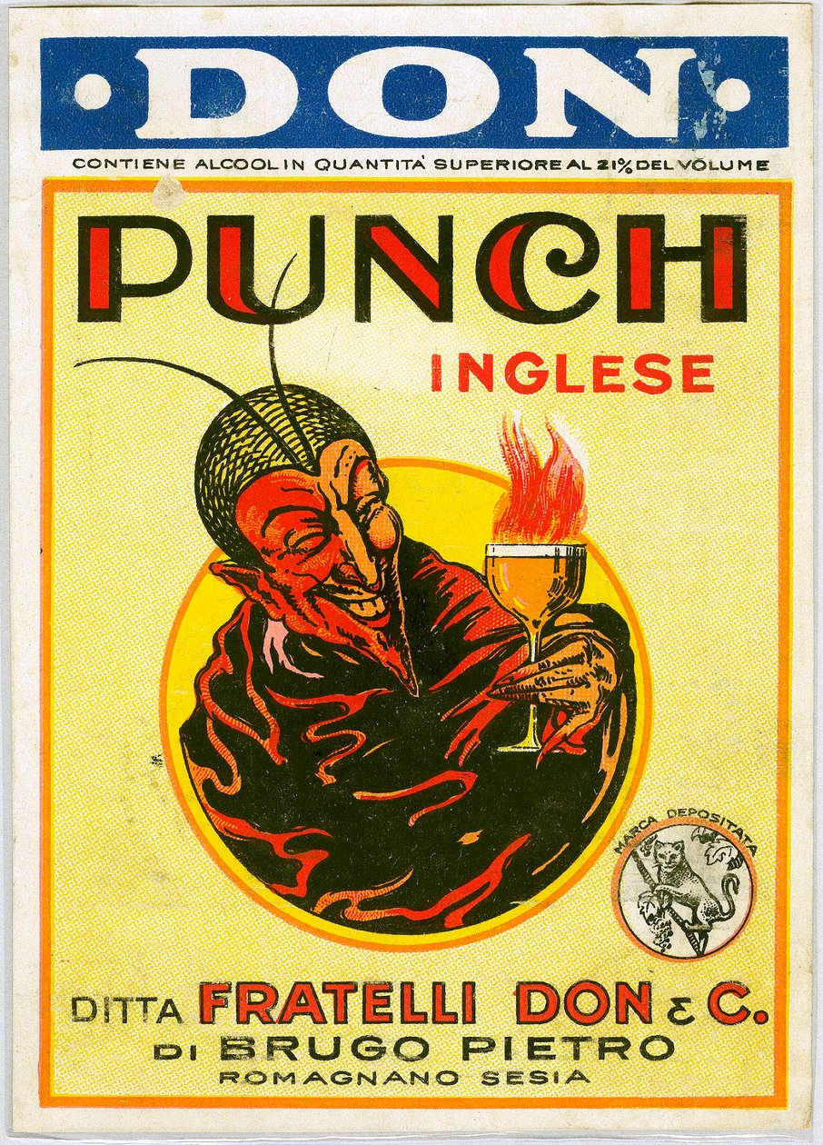 Uderz angielską reklamę alkoholu z diabłem (chromolitografia) autorstwa Unknown artist