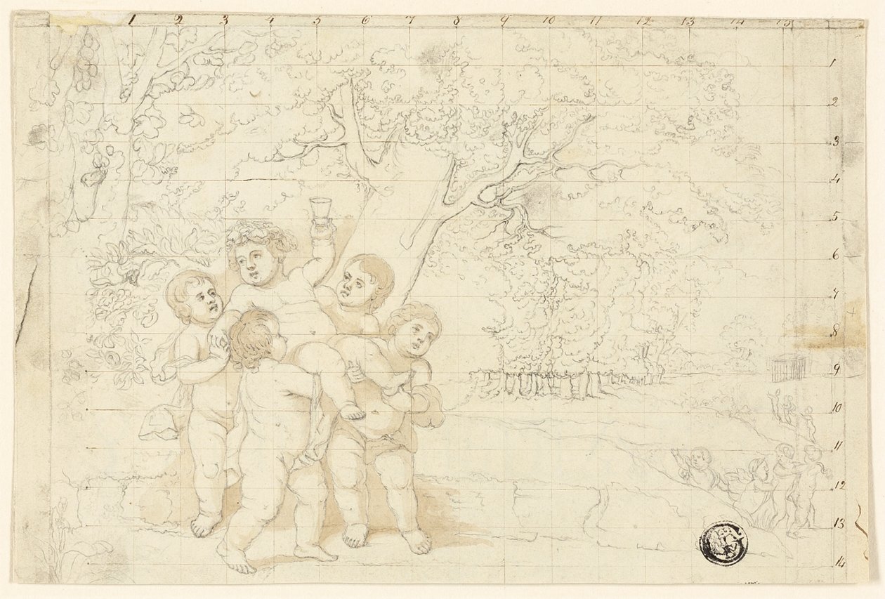 Putti niosący młodego Bachusa autorstwa Unknown artist