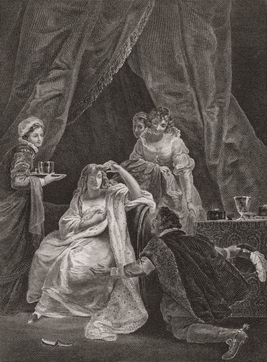 Królowa Elżbieta I i hrabia Sussex. (druk) autorstwa Unknown artist