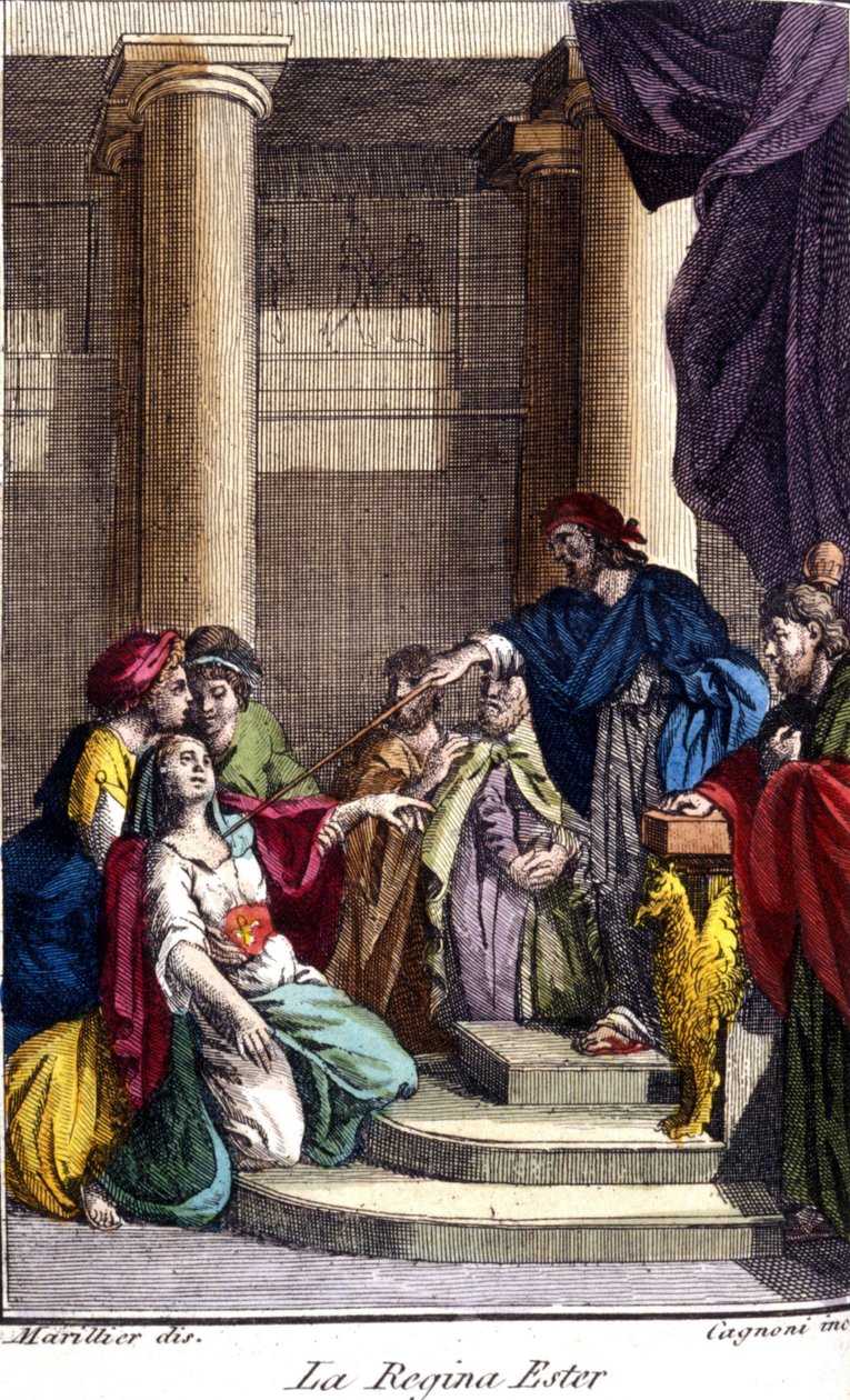 Królowa Estery. Grawerowanie XVIII wieku. autorstwa Unknown artist