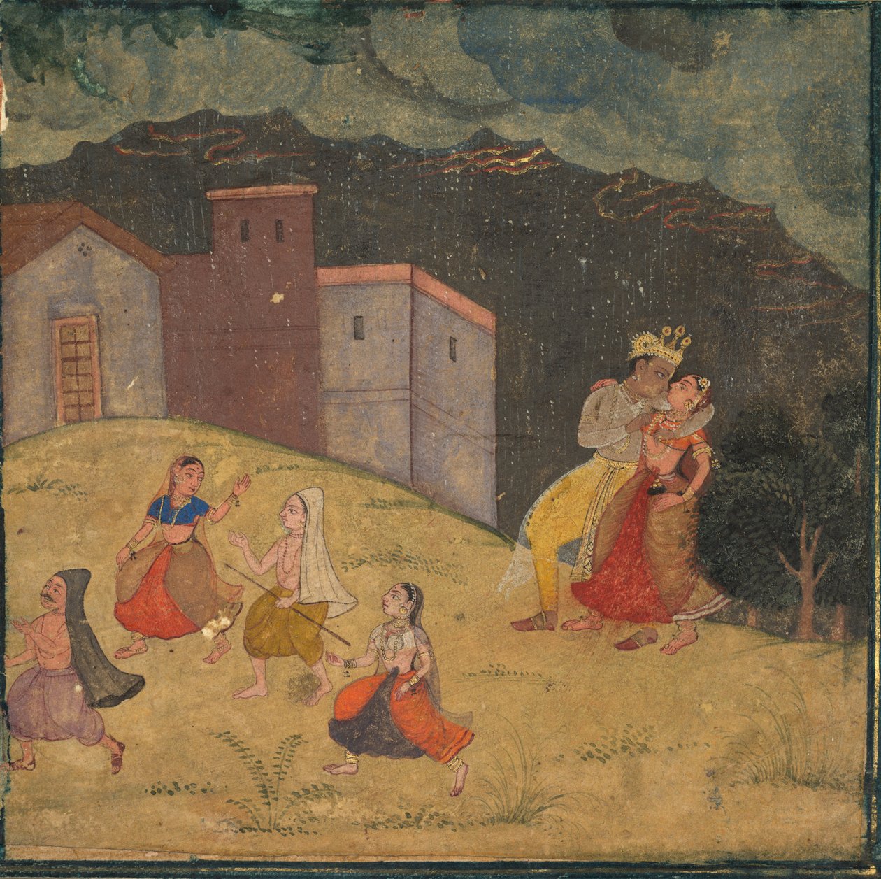 Radha i Kryszna złapani w burzę autorstwa Unknown artist