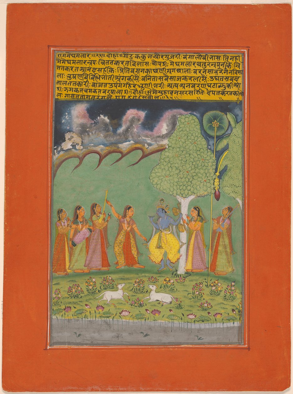 Rag Megh Malar, strona z zestawu Garland of Musical Ragas (Ragamala) autorstwa Unknown artist