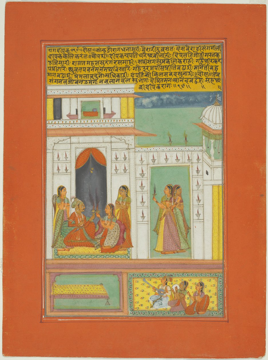 Raga Dipak, strona z zestawu Jaipur Ragamala Set autorstwa Unknown artist