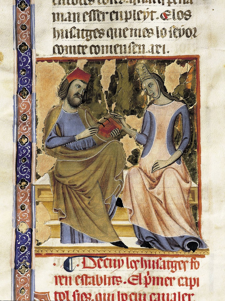 Rajmund Berenger I z Barcelony (1023-1076) i jego żona Almodis (Adalmode) z Marche (miniatura) autorstwa Unknown artist