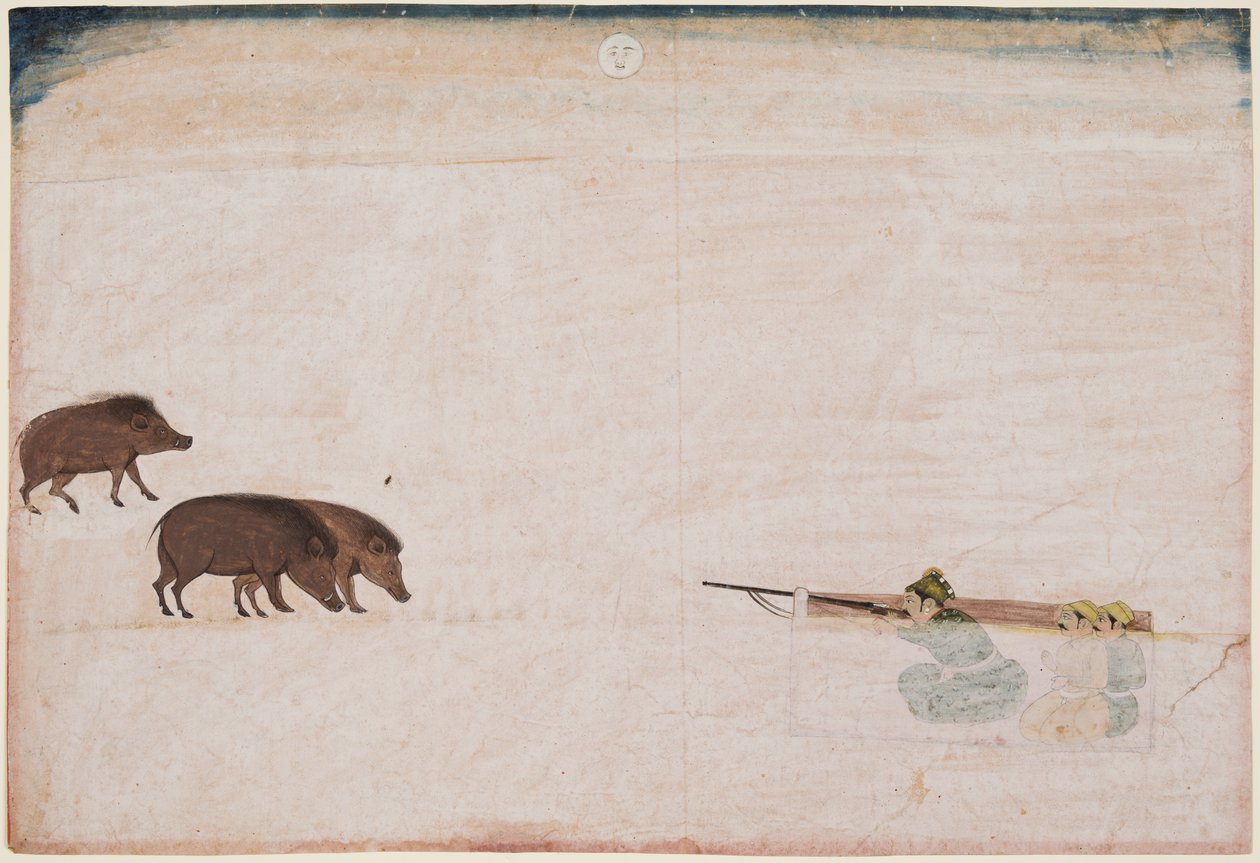 Raja Ram Chand of Amber (1667-88) Polowanie na dzika autorstwa Unknown artist