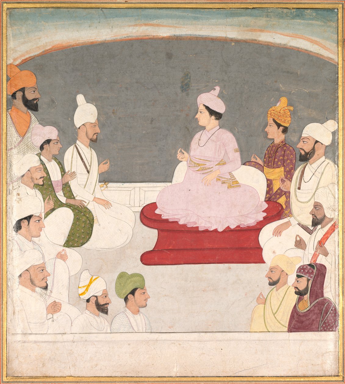 Raja Sansar Chand z Kangra i dworzanie autorstwa Unknown artist