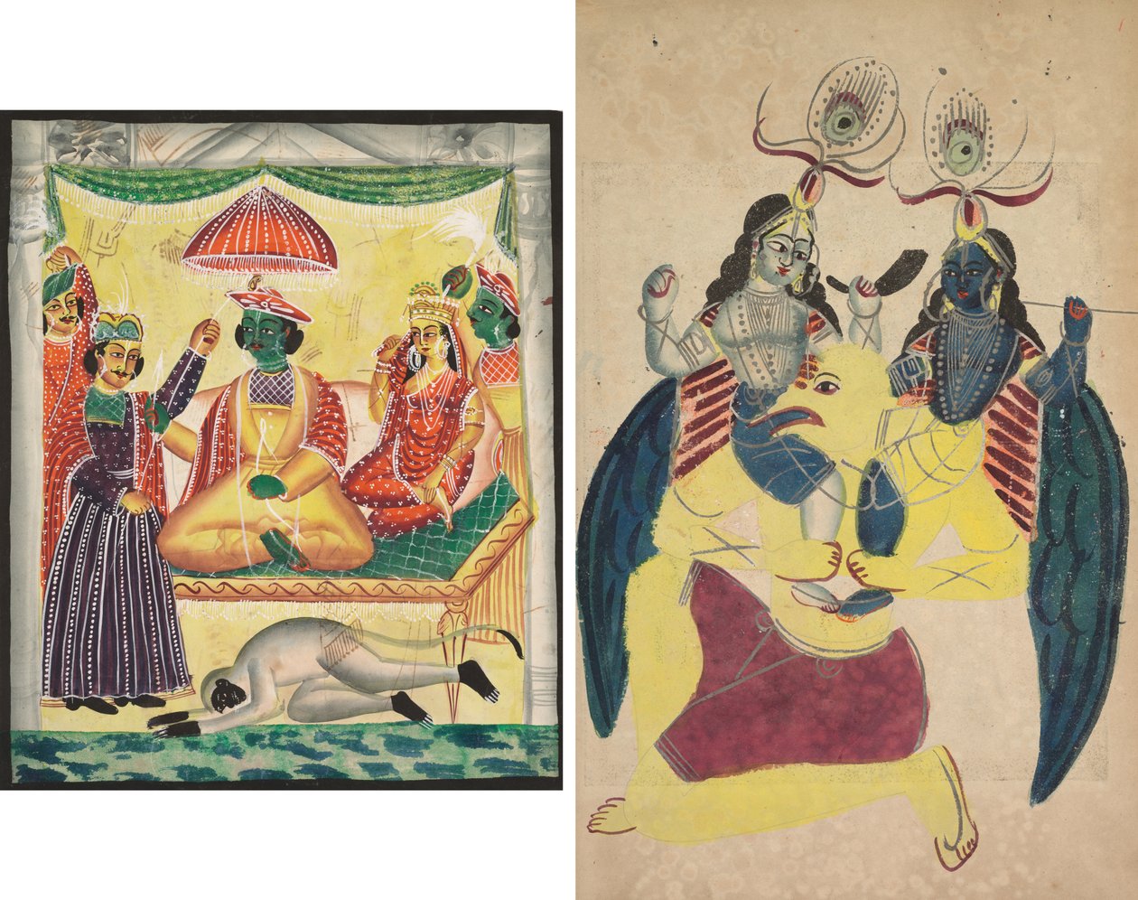 Rama i Sita (rekto); Garuda niosący Balaramę i Krisznę (verso) autorstwa Unknown artist