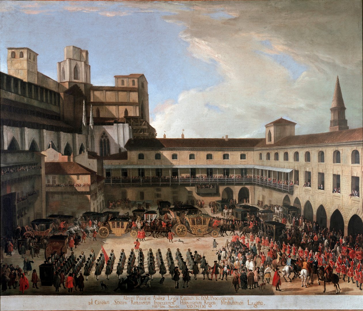 Przyjęcie w Mediolanie ambasadorów weneckich przez cesarza Karola VI w 1711 r. (obraz autorstwa Unknown artist