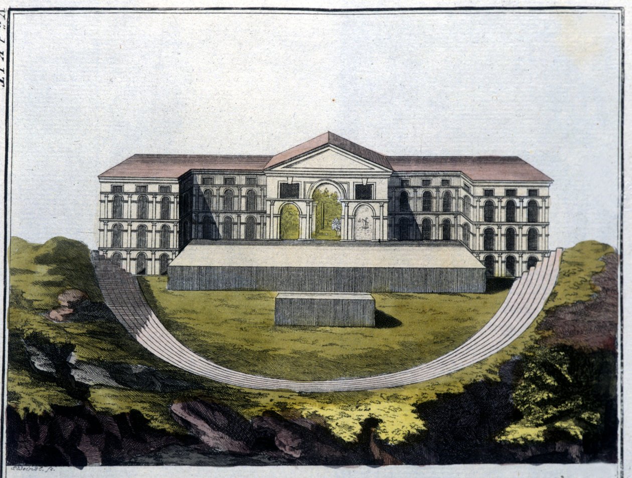 Rekonstrukcja greckiego teatru Bachusa w Atenach. - w „” Le costume ancien et moderne””” Ferrario, wyd. Mediolan autorstwa Unknown artist
