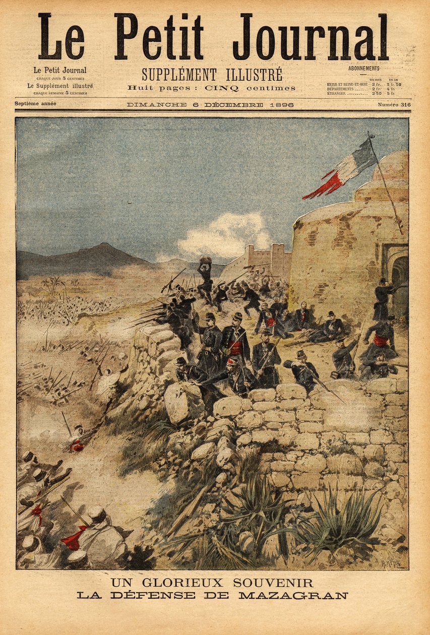 Pamiątka obrony Mazagranu, bitwa od 3 do 6 lutego 1840 r. przeciwko ponad 10 000 ludzi dowodzonych przez Abd el Kadera, francuski batalion kapitana Lelievre