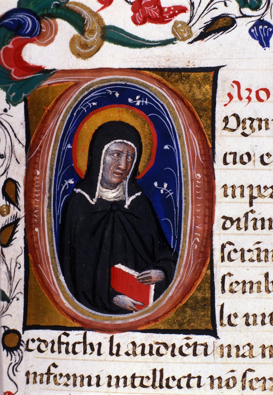 Reprezentacja św. Klary (Chiary) z Asyżu (ok. 1192-1253), założycielki zakonu klarysek. Miniatura z XV-wiecznego rękopisu. autorstwa Unknown artist