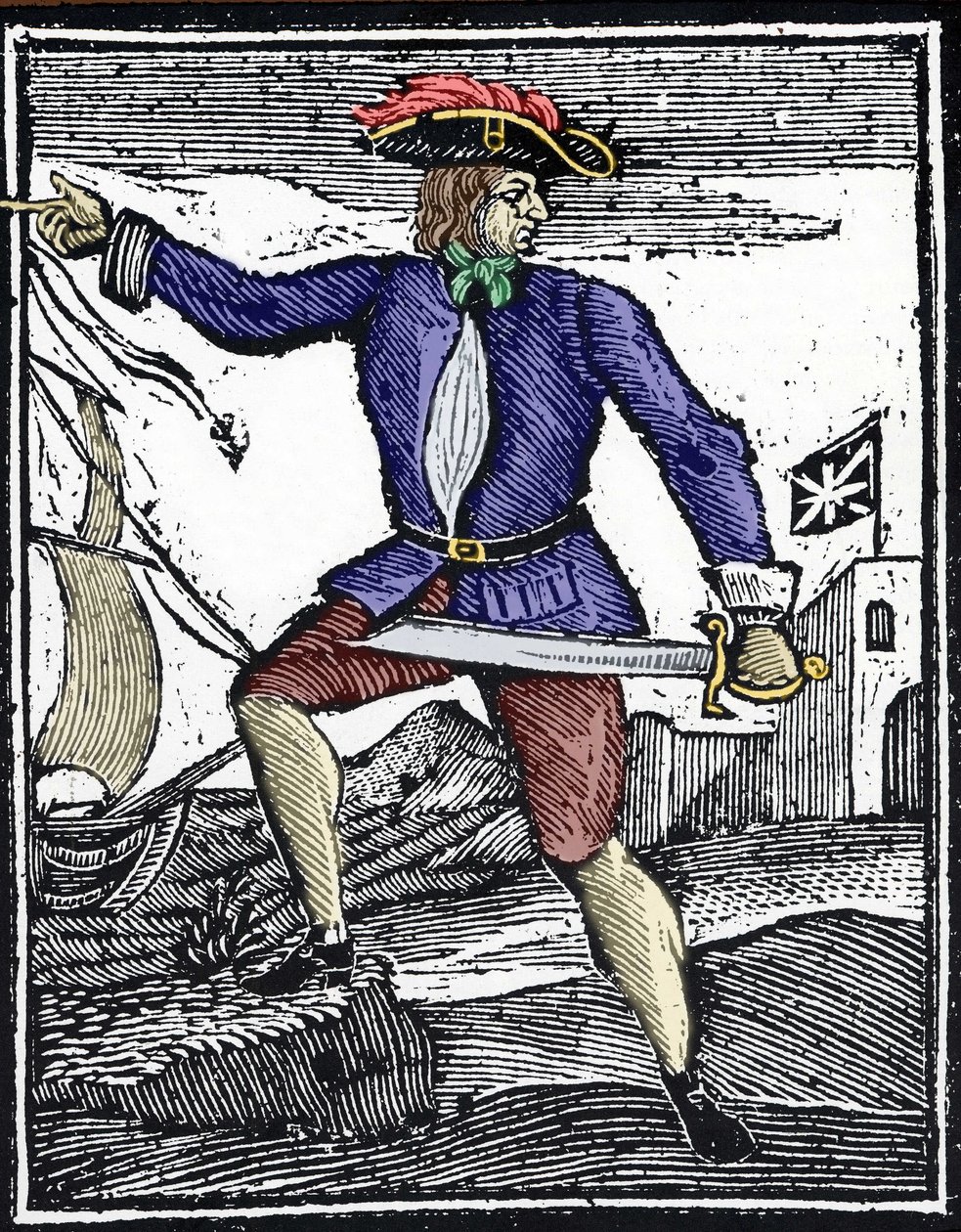 Reprezentacja pirata Howella Davisa, działająca około 1718-1719. autorstwa Unknown artist