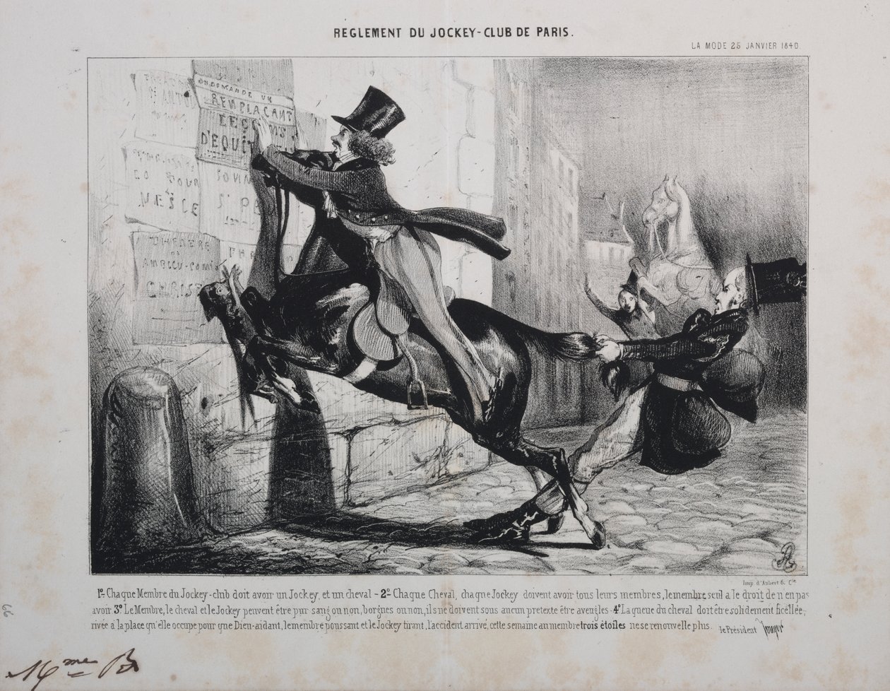 Regulamin Jockey Club de Paris: Każdy członek Jockey Club musi mieć dżokeja i konia... autorstwa Unknown artist